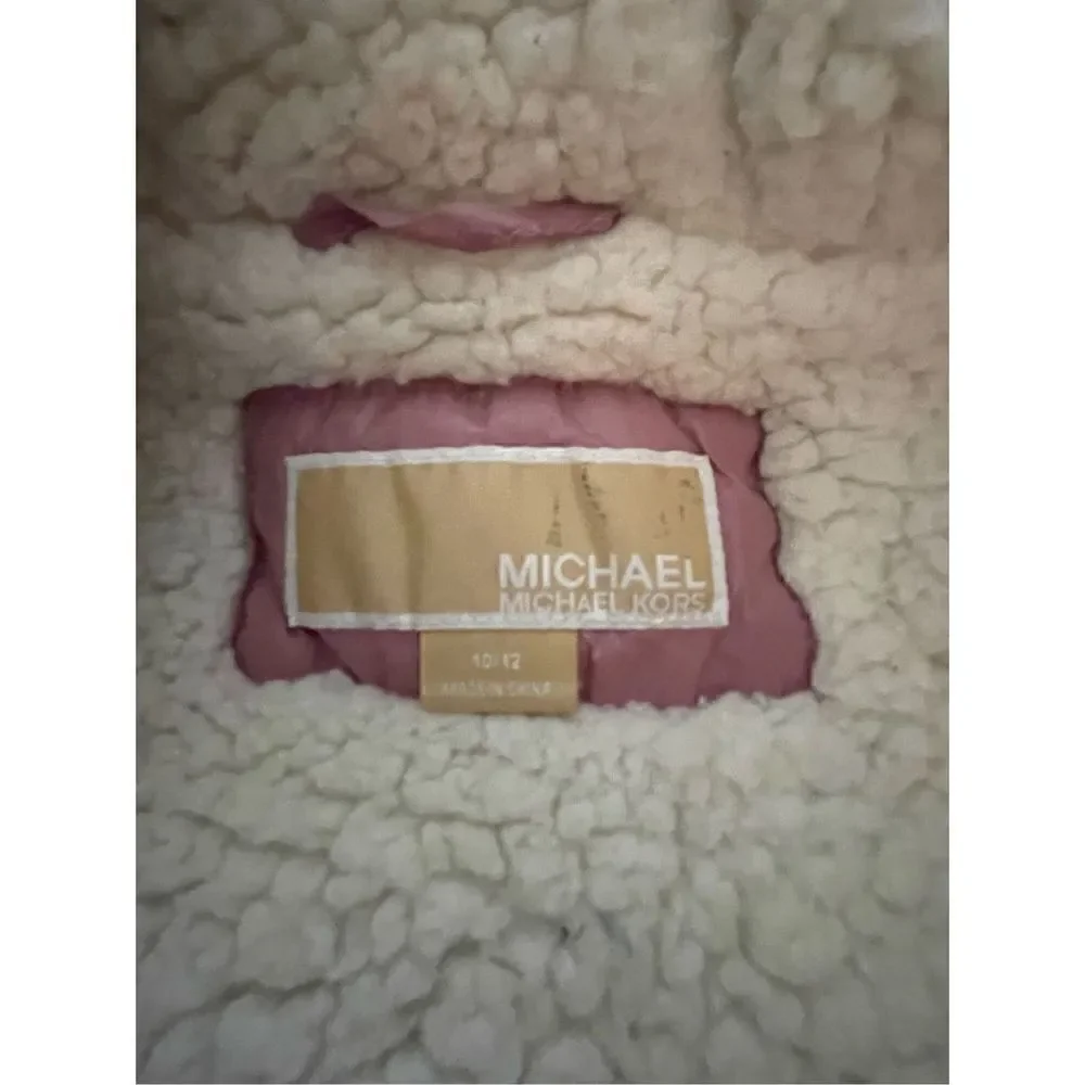 Michael Kors Girls Quilted Sherpa Lined Puffer Coat Pink Size 10/12